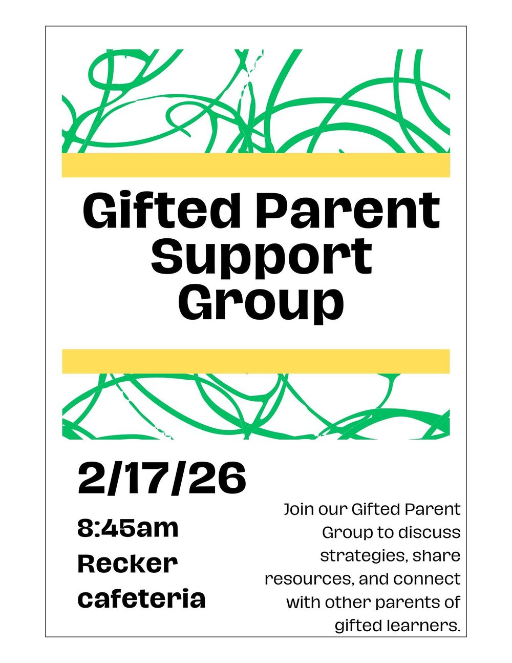Gifted Parent Support Group meeting flyer